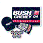 Save big money on your Bush - Cheney political campaign merchandise package for that planned political campaign party